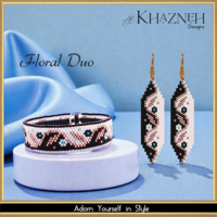 EVEN Peyote Bracelet Pattern "FLORAL DUO", earring pattern included