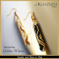 GOLDEN WAVES - Even Peyote Tube Earrings Pattern