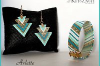 Odd Peyote Bracelet and Brick Earrings set "ARLETTE"