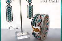 Even-Peyote Bracelet pattern with odd-peyote earrings set "LIANA"