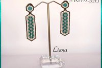 Even-Peyote Bracelet pattern with odd-peyote earrings set "LIANA"