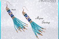Brick Stitch & Fringe Earring Pattern "AQUA SWING"