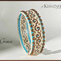 Odd Peyote bracelet pattern with Embellishment "GRACE"