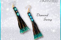Brick Stitch & Fringe Earring Pattern "DIAMOND SWING"