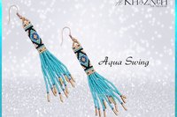 Brick Stitch & Fringe Earring Pattern "AQUA SWING"