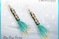 Brick Stitch Tube & Fringe Earrings Pattern "ZIG-ZAG Swing"