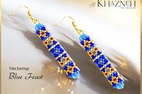 BLUE FEAST - Odd Peyote Tube Earrings Pattern