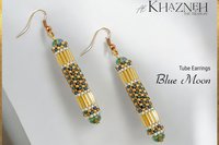 BLUE MOON - Even Peyote Tube Earrings