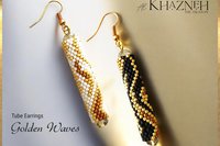 GOLDEN WAVES - Even Peyote Tube Earrings Pattern