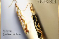 GOLDEN WAVES - Even Peyote Tube Earrings Pattern