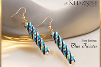 BLUE TWISTER - Even Peyote Tube Earrings Pattern