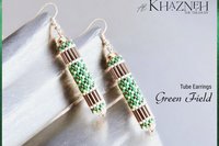 GREEN FIELD - Even Peyote Tube Earrings Pattern