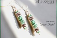 GREEN FIELD - Even Peyote Tube Earrings Pattern