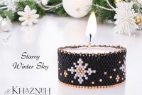 TEALIGHT COVER - Even Peyote Stitch - "Starry Winter Sky"