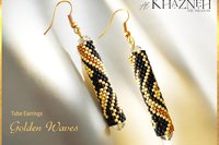 GOLDEN WAVES - Even Peyote Tube Earrings Pattern