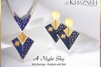A NIGHT SKY - Earrings and Pendant with Bail Pattern