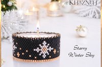 TEALIGHT COVER - Even Peyote Stitch - "Starry Winter Sky"