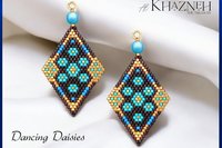 Brick Stitch Earrings DANCING DAISIES