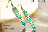 TURQUOISE - Even Peyote Tube Earrings Pattern