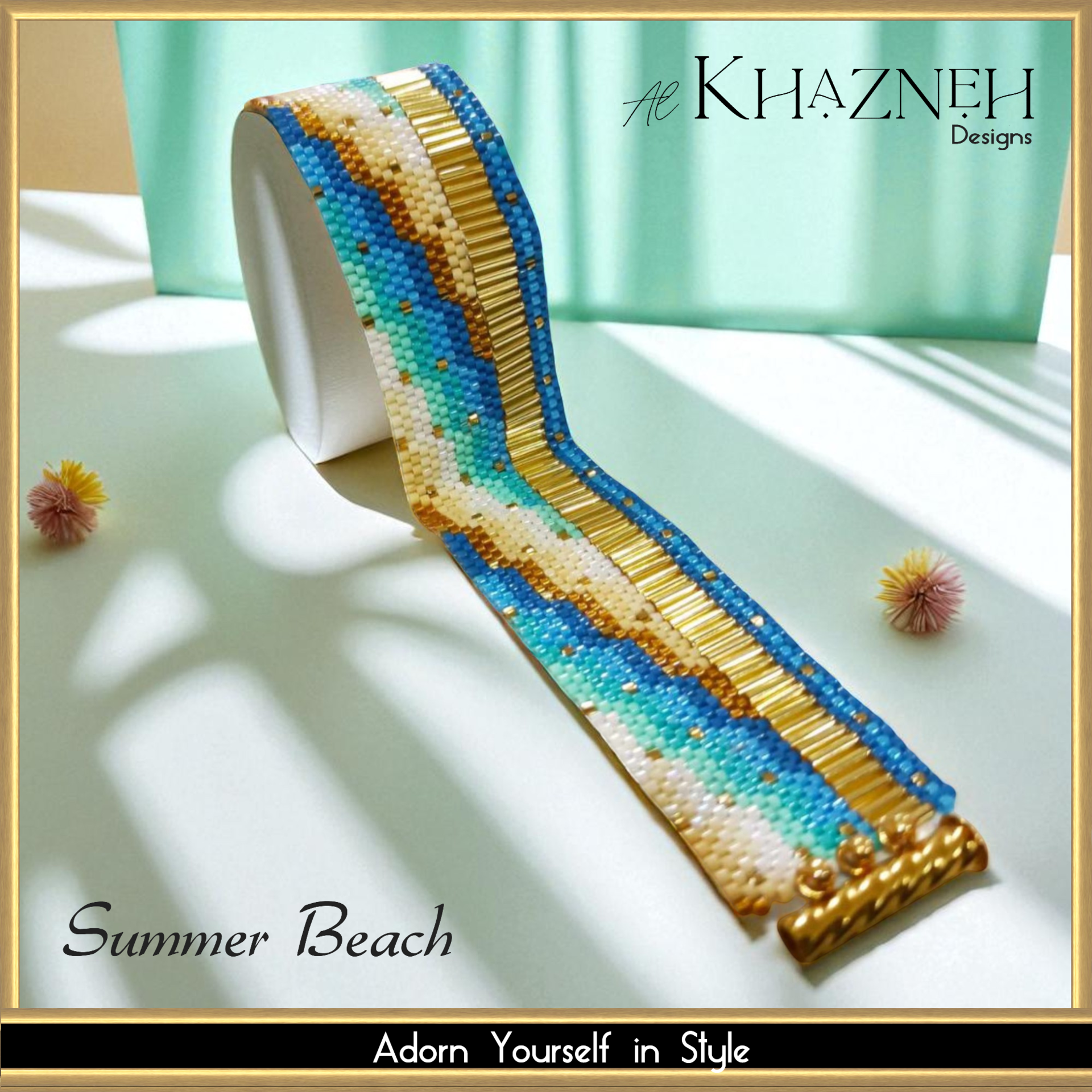 SUMMER BEACH - Even Peyote Bracelet with Bugles Pattern