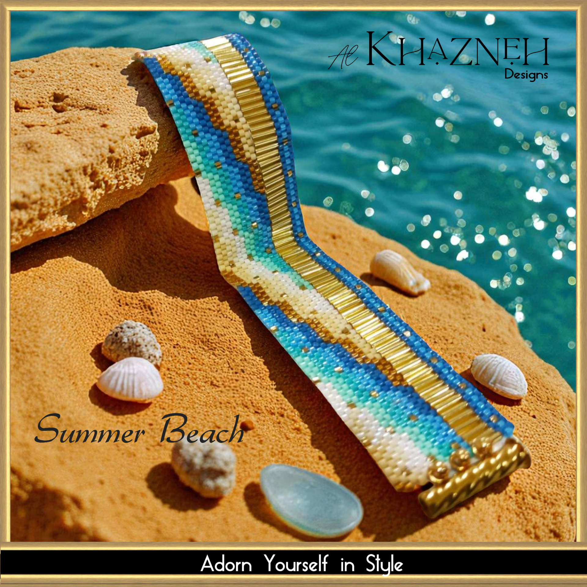 SUMMER BEACH - Even Peyote Bracelet with Bugles Pattern