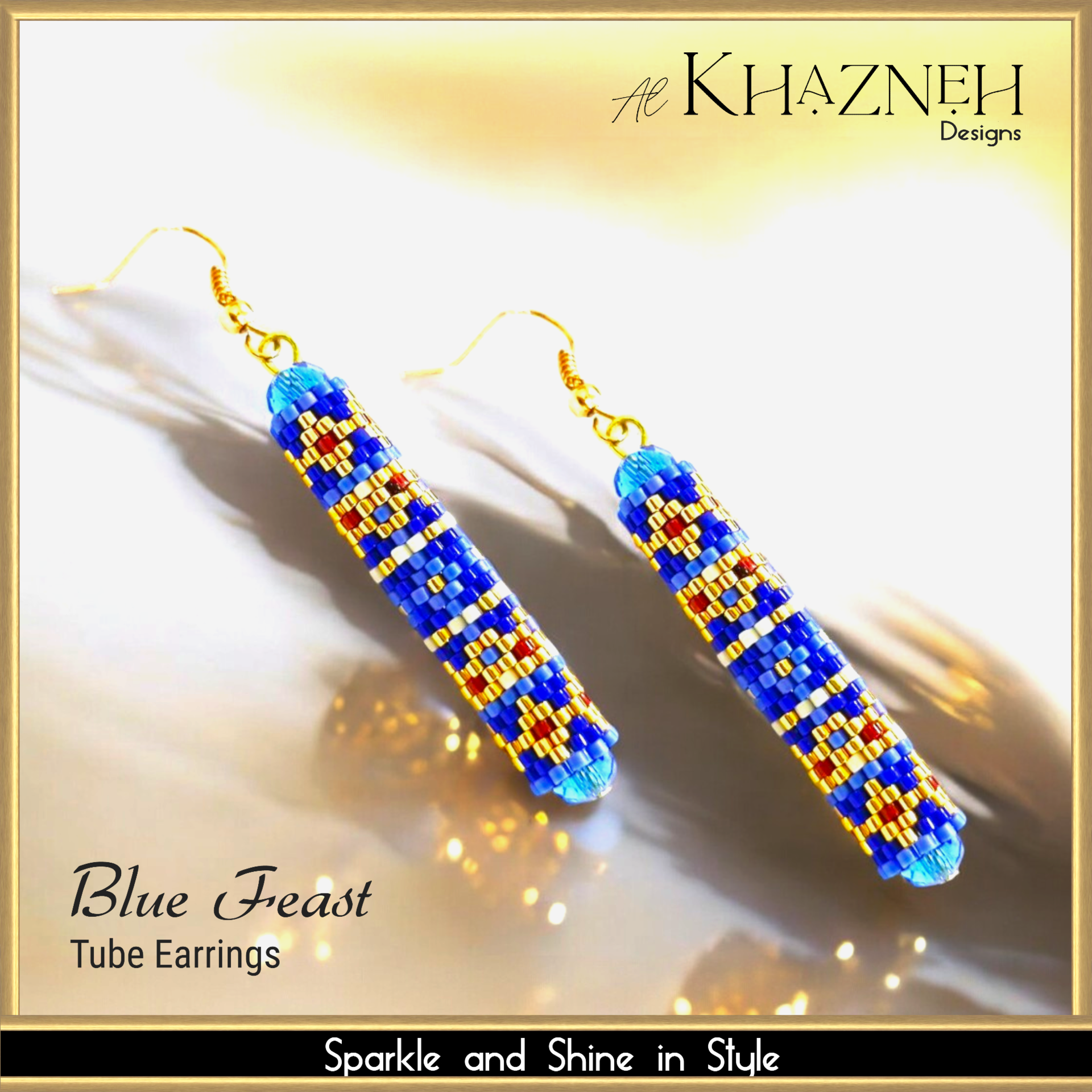 BLUE FEAST - Odd Peyote Tube Earrings Pattern