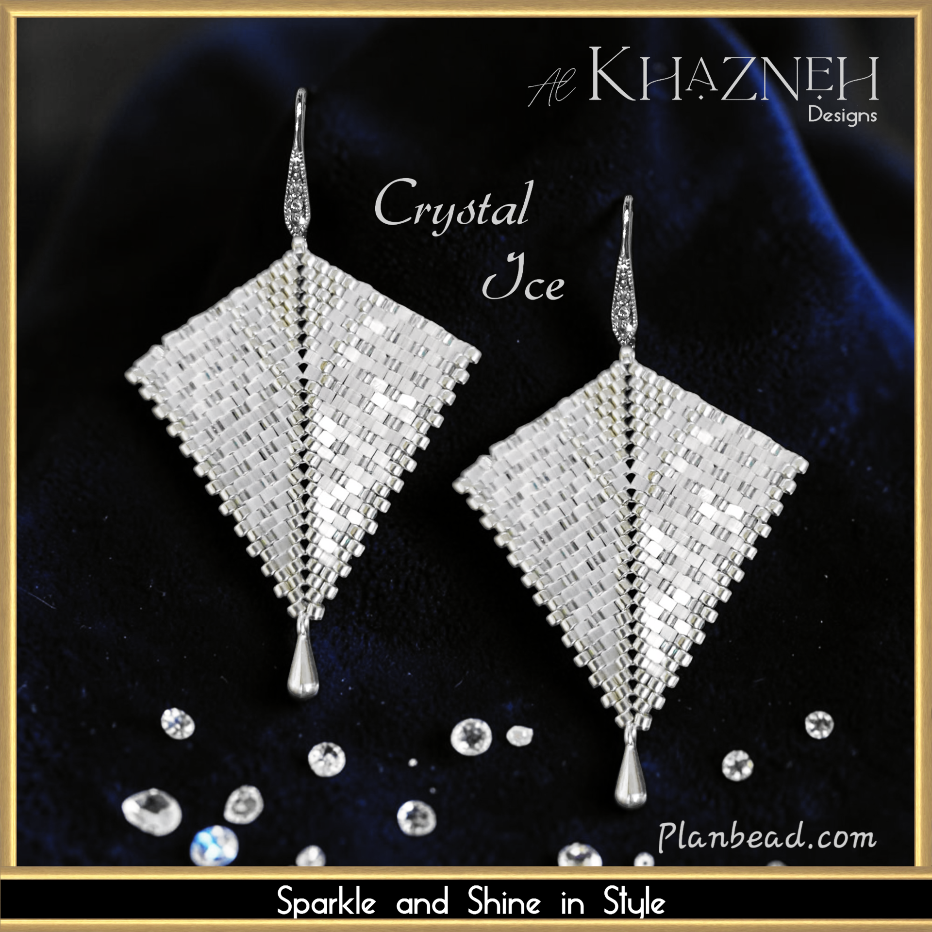 Peyote Kite Earrings Pattern CRYSTAL ICE