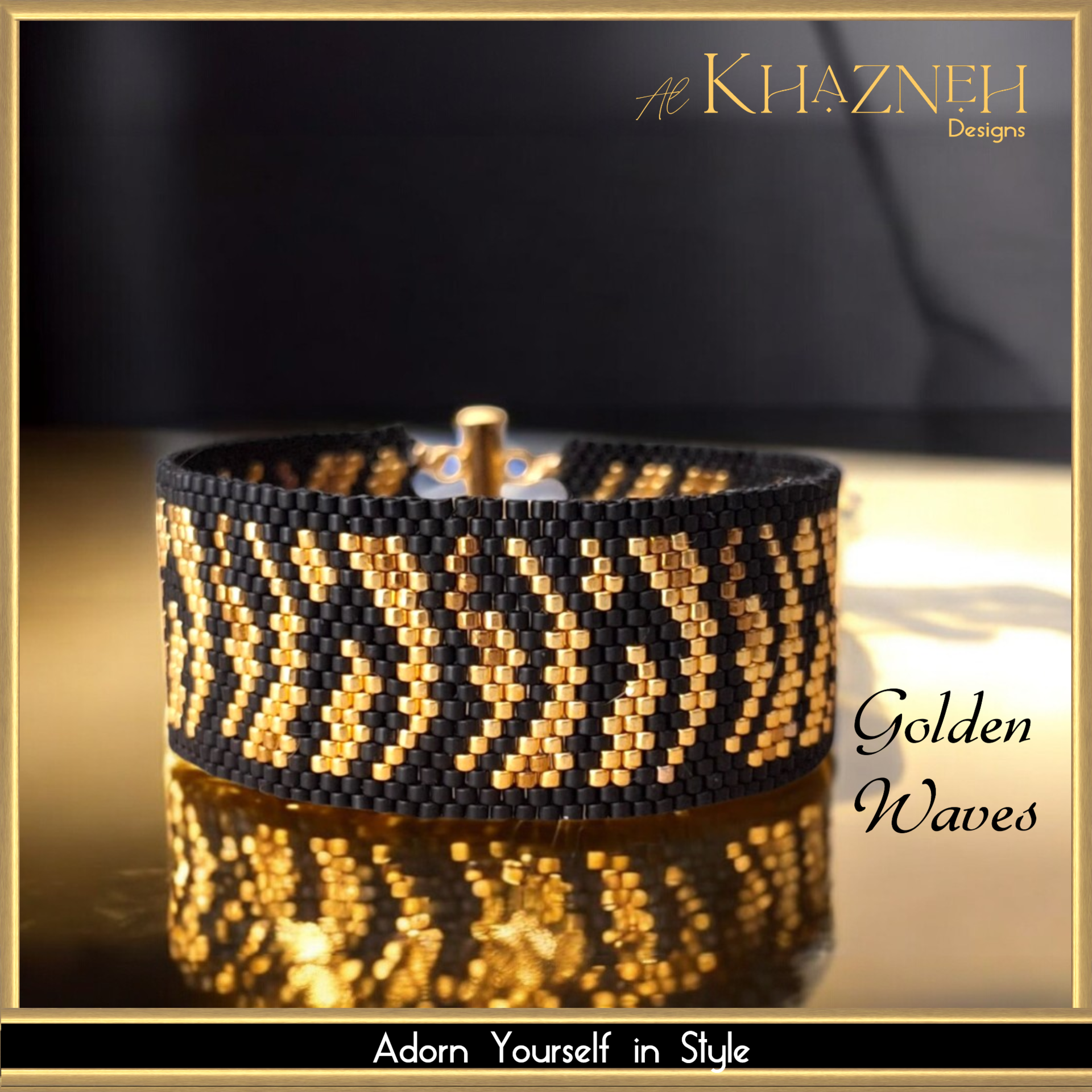 GOLDEN WAVES - Even Peyote Bracelet Pattern