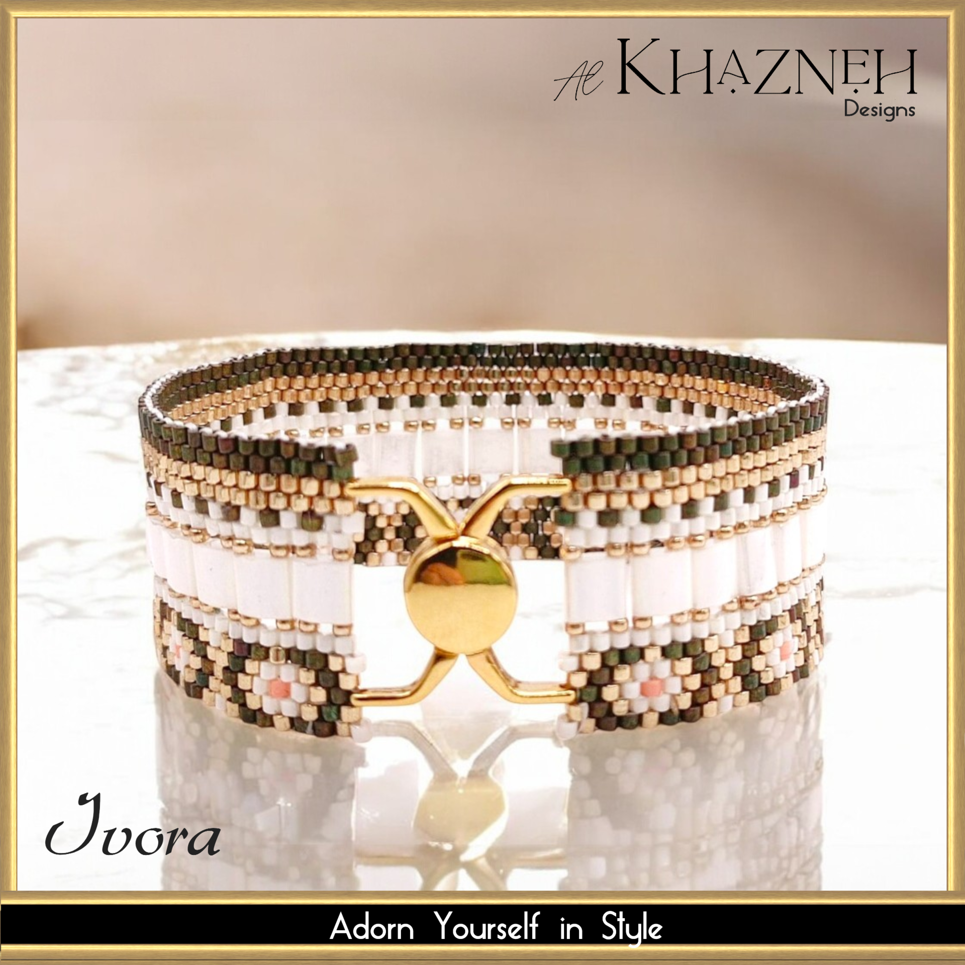 EVEN Peyote Bracelet Pattern with Tila's "IVORA"