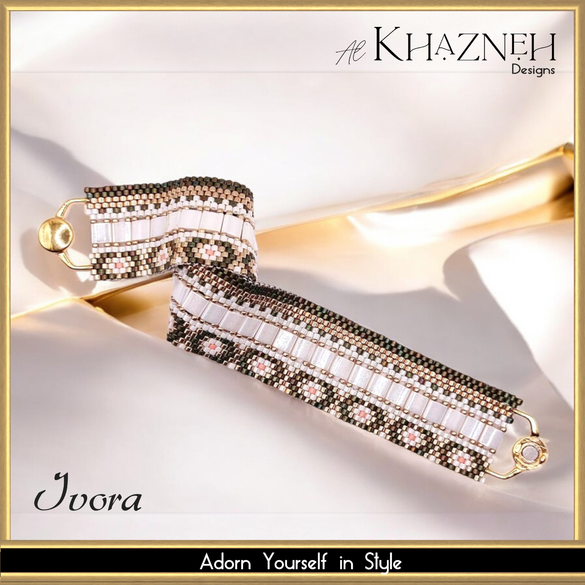 EVEN Peyote Bracelet Pattern with Tila's "IVORA"