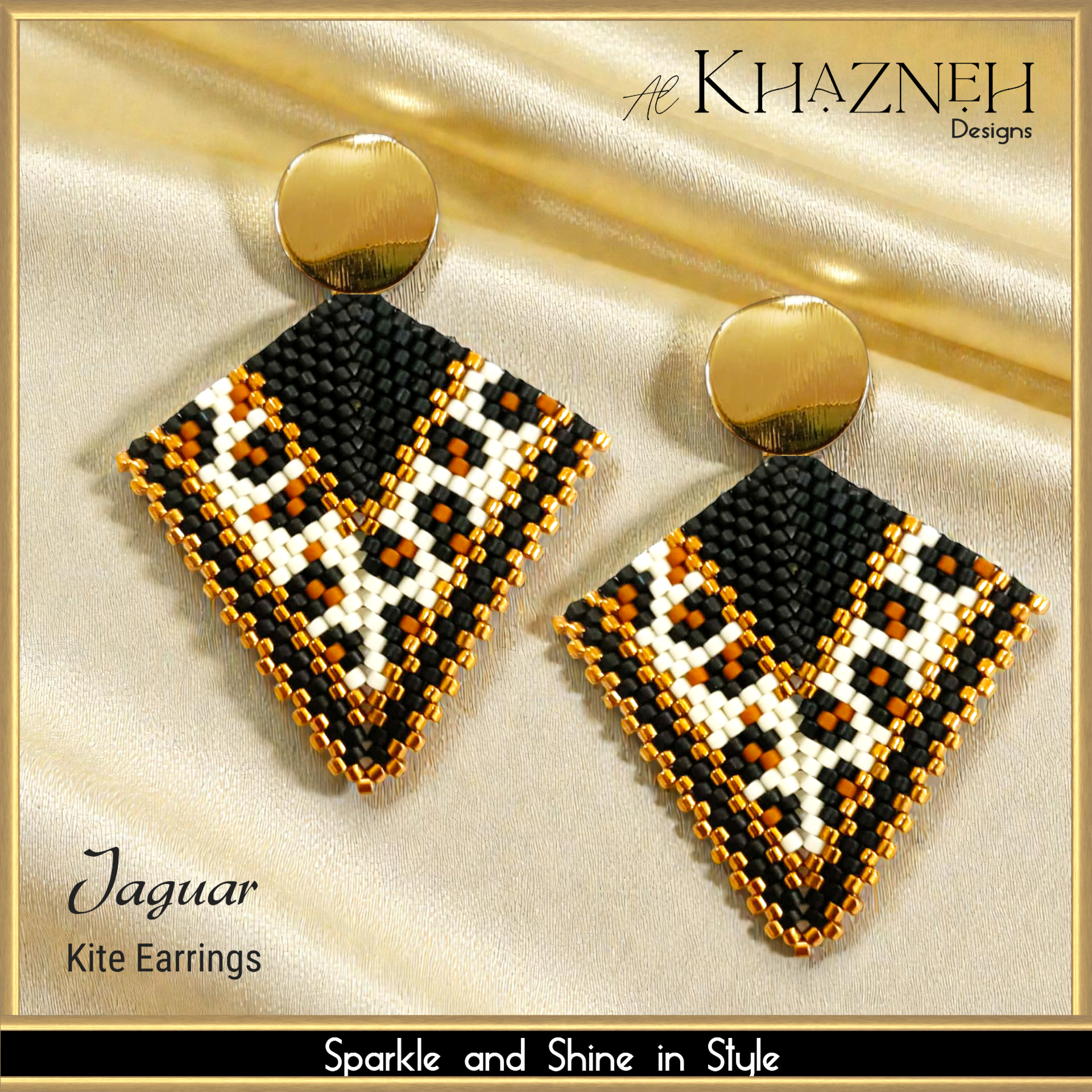 Peyote Stitch Kite Earrings JAGUAR