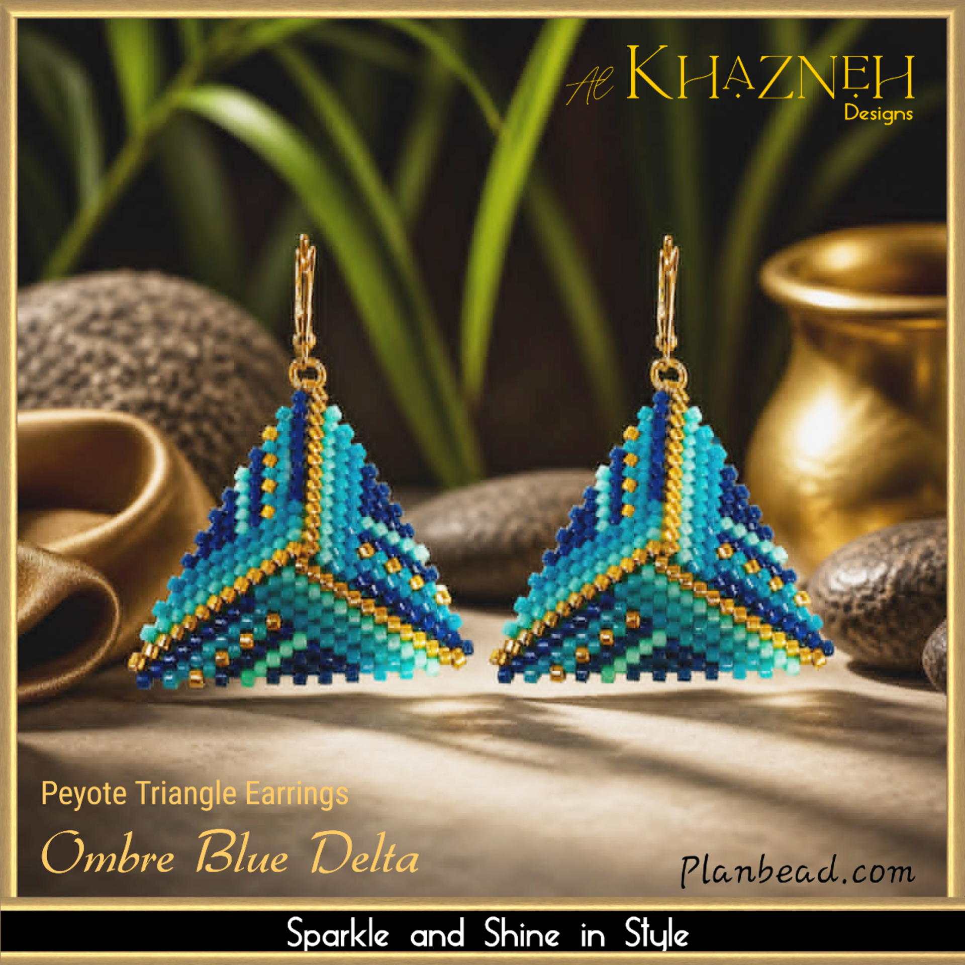 Triangle Earrings Pattern OMBRE BLUE DELTA