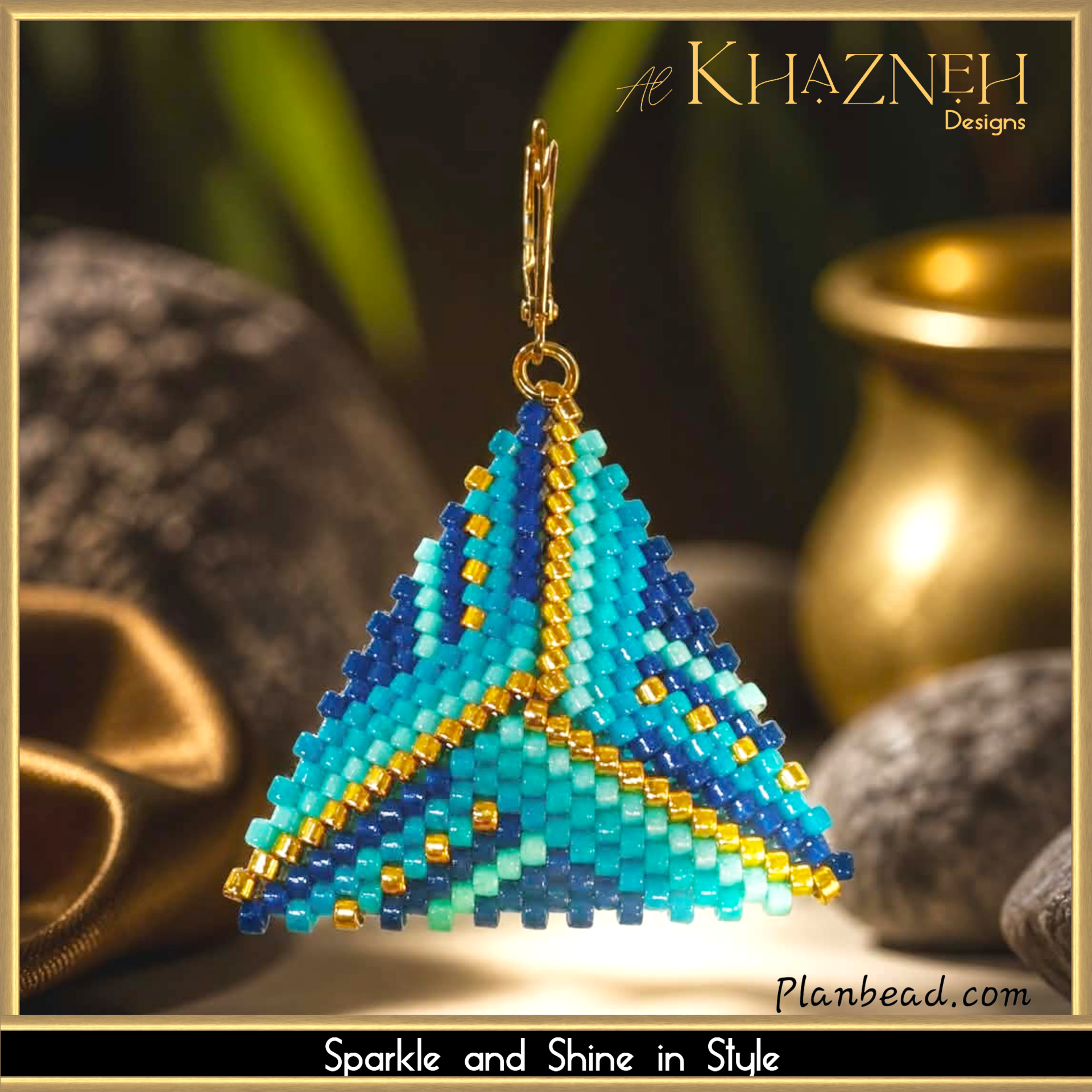 Triangle Earrings Pattern OMBRE BLUE DELTA
