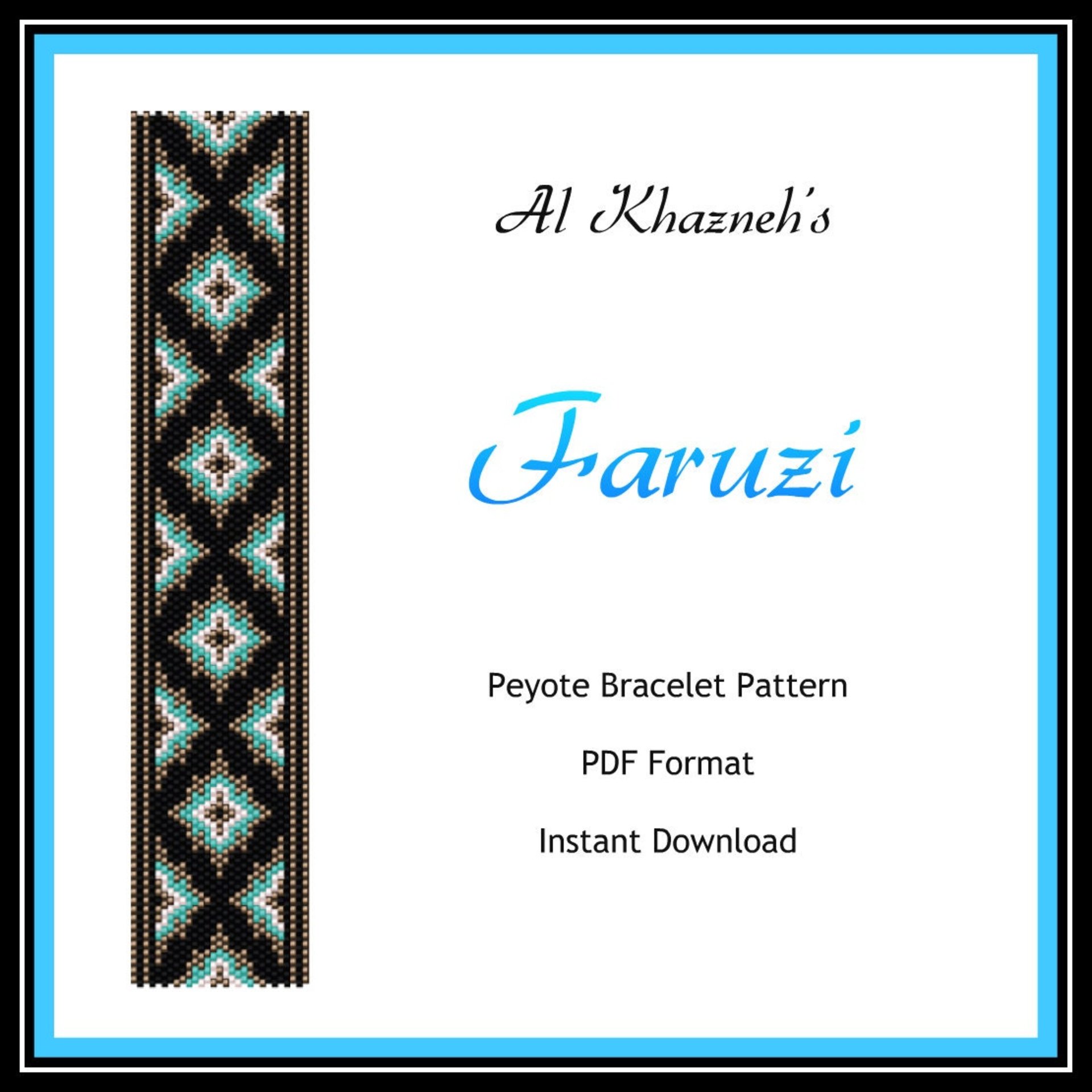 Turqoise Peyote Bracelet Pattern FARUZI