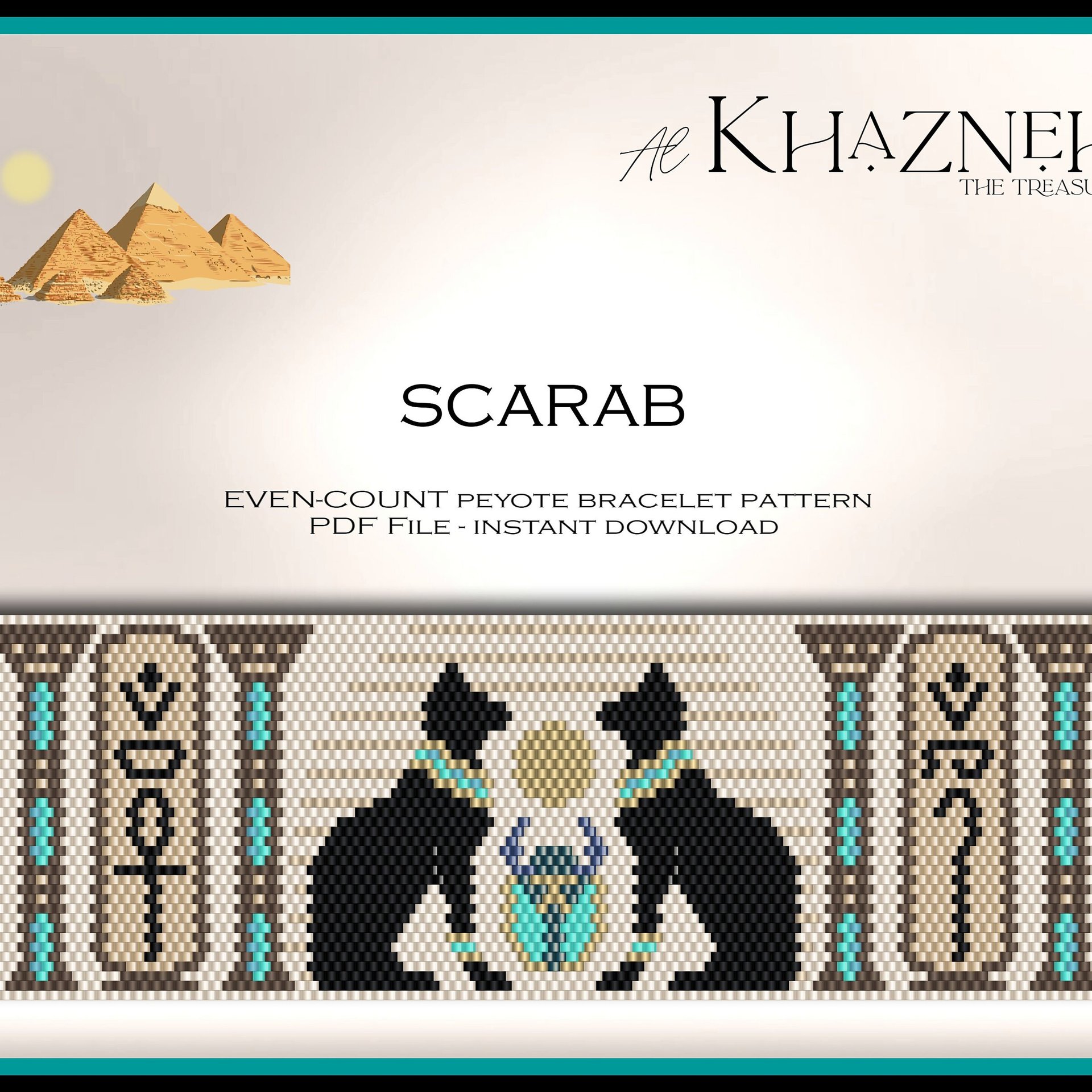 Even Peyote Bracelet Pattern "SCARAB"