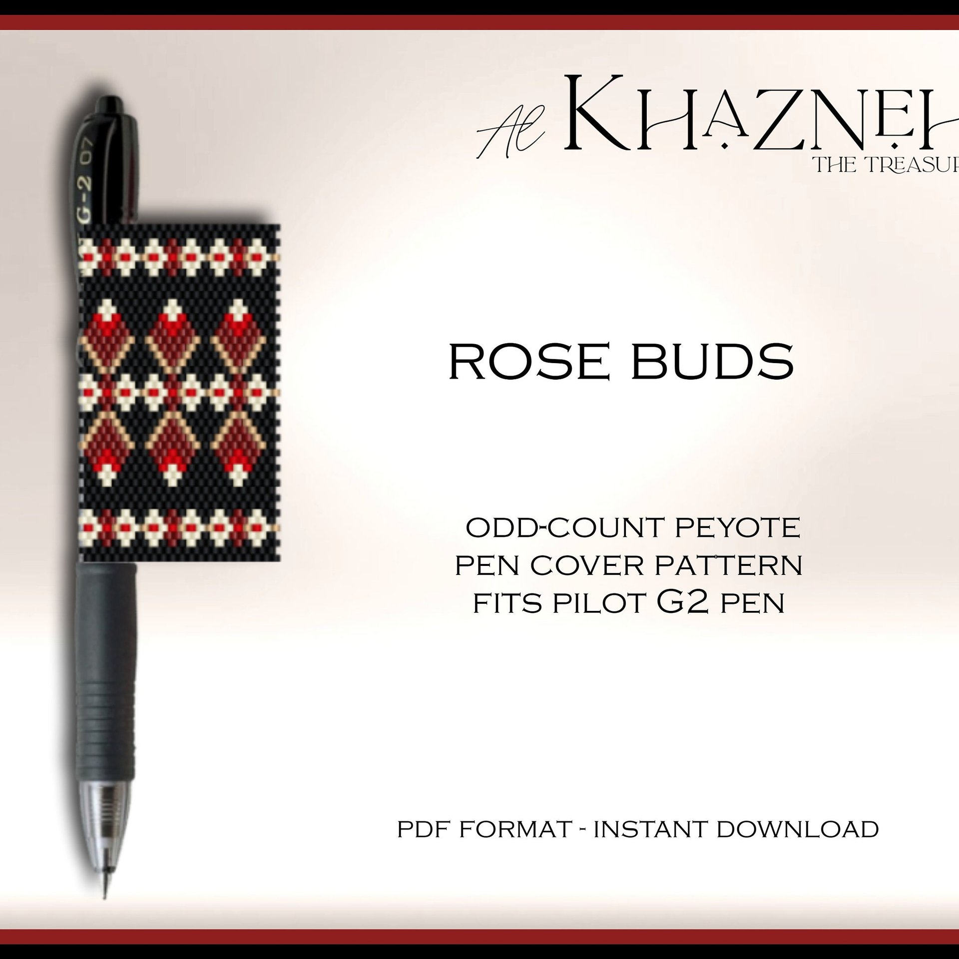 ROSE BUDS - odd-Peyote Pen Cover Pattern
