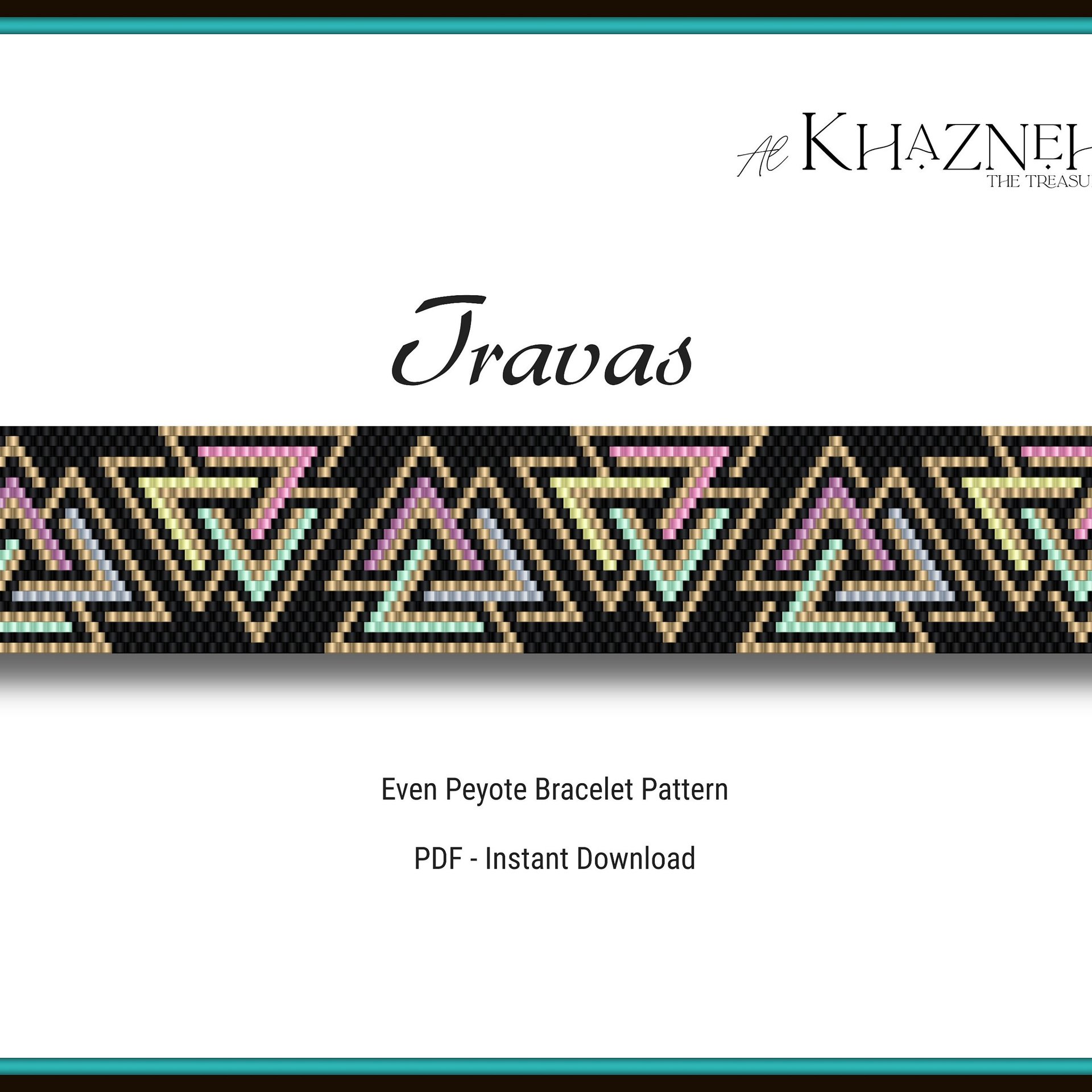 EVEN COUNT Peyote Bracelet Pattern "TRAVAS"