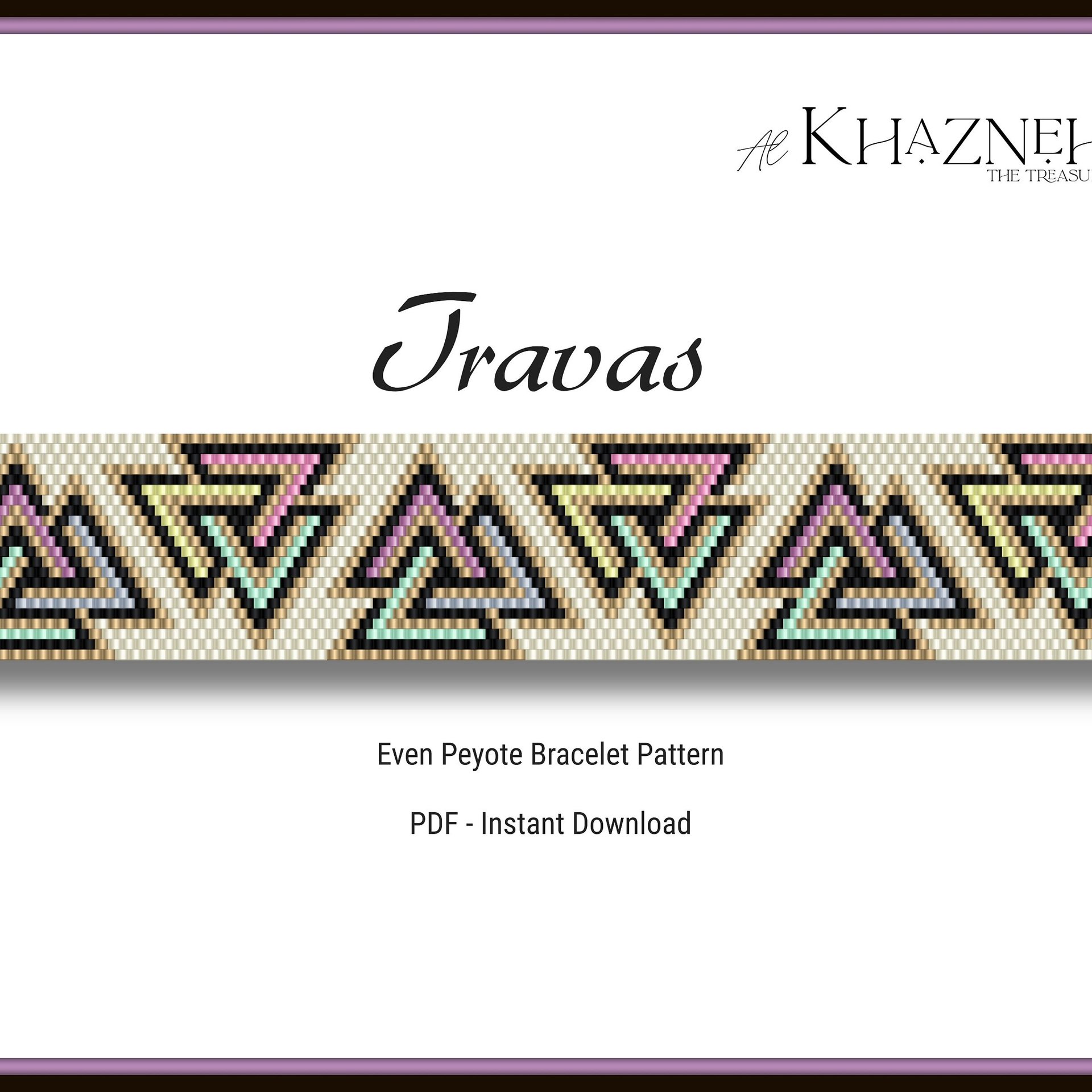 EVEN COUNT Peyote Bracelet Pattern "TRAVAS"