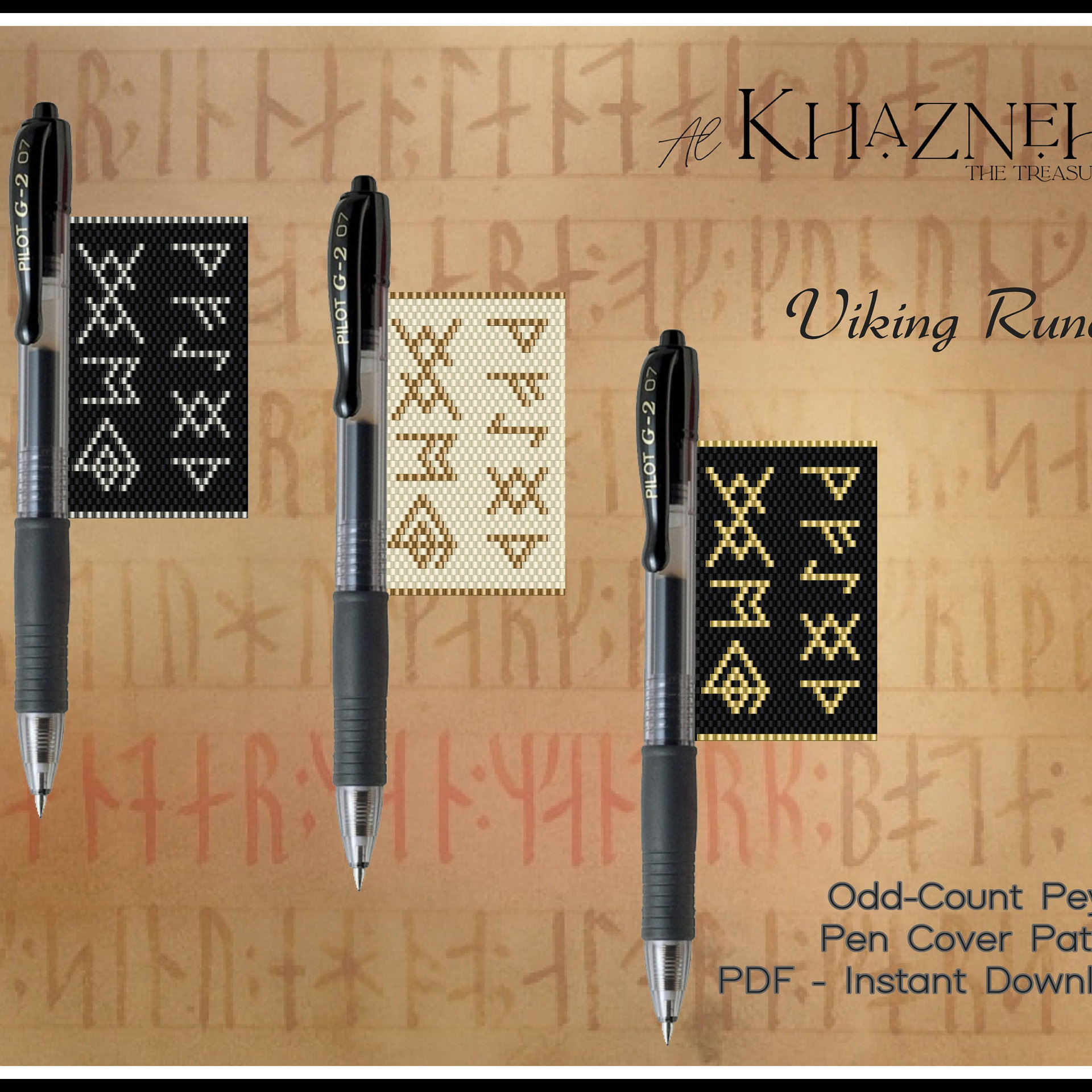 VIKING RUNES - Odd Peyote Pen Cover Pattern