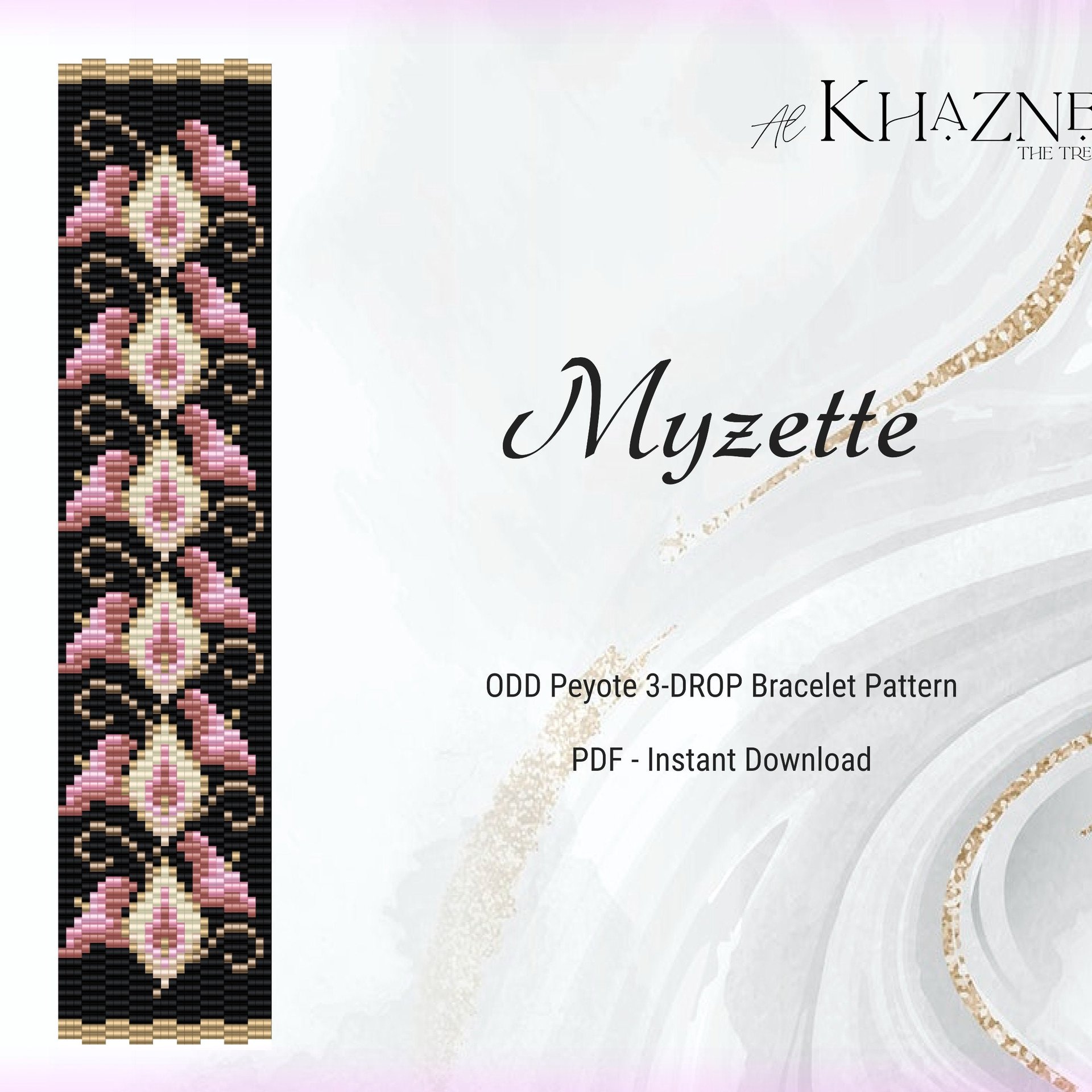 Odd Peyote - 3-DROP Bracelet Pattern "MYZETTE"
