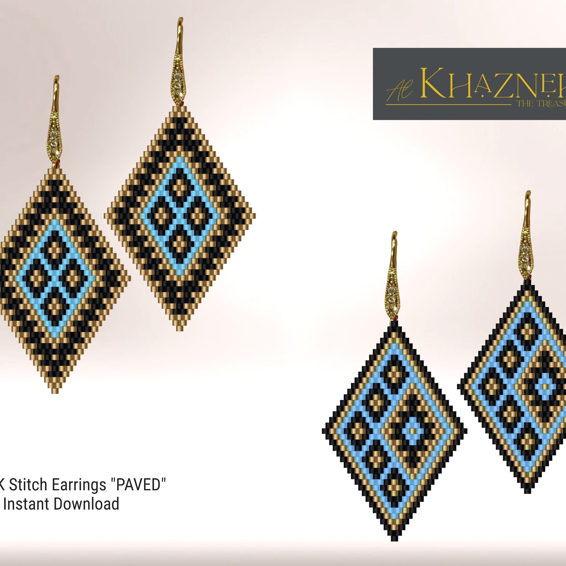 BRICK STITCH Earrings Pattern "PAVED"