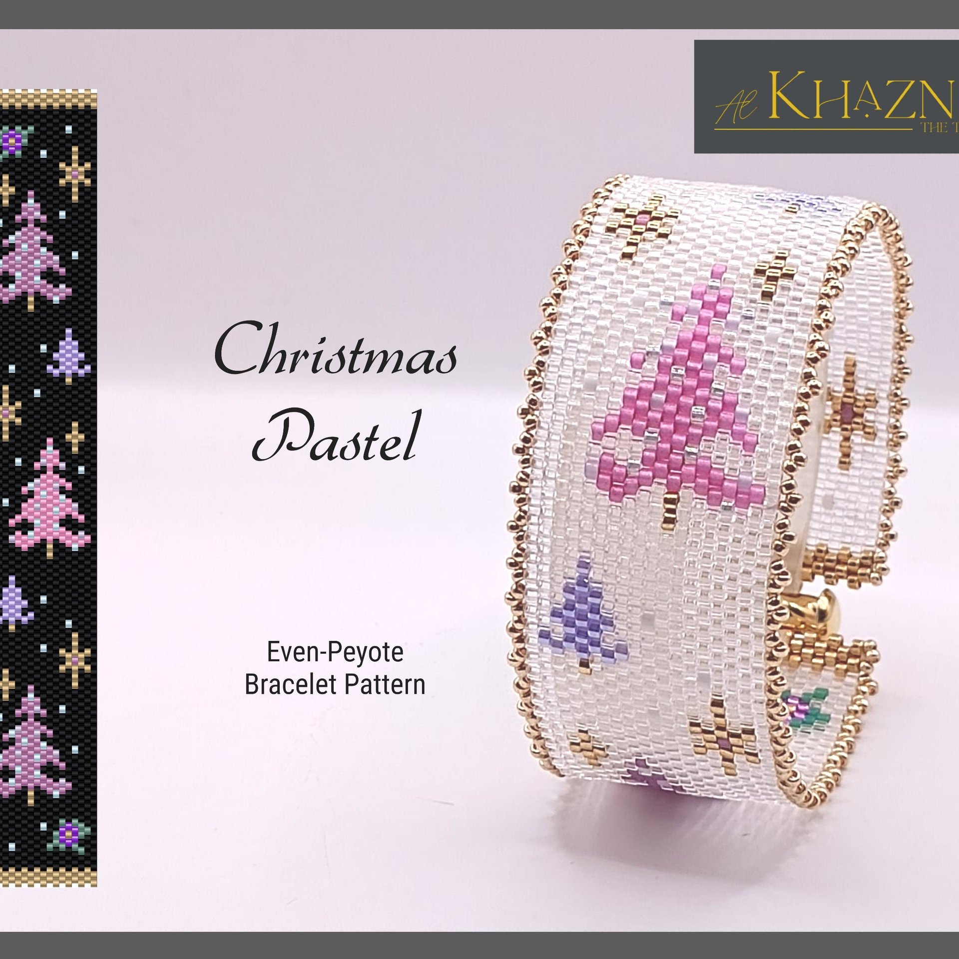 EVEN Peyote Bracelet Pattern "CHRISTMAS PASTEL"