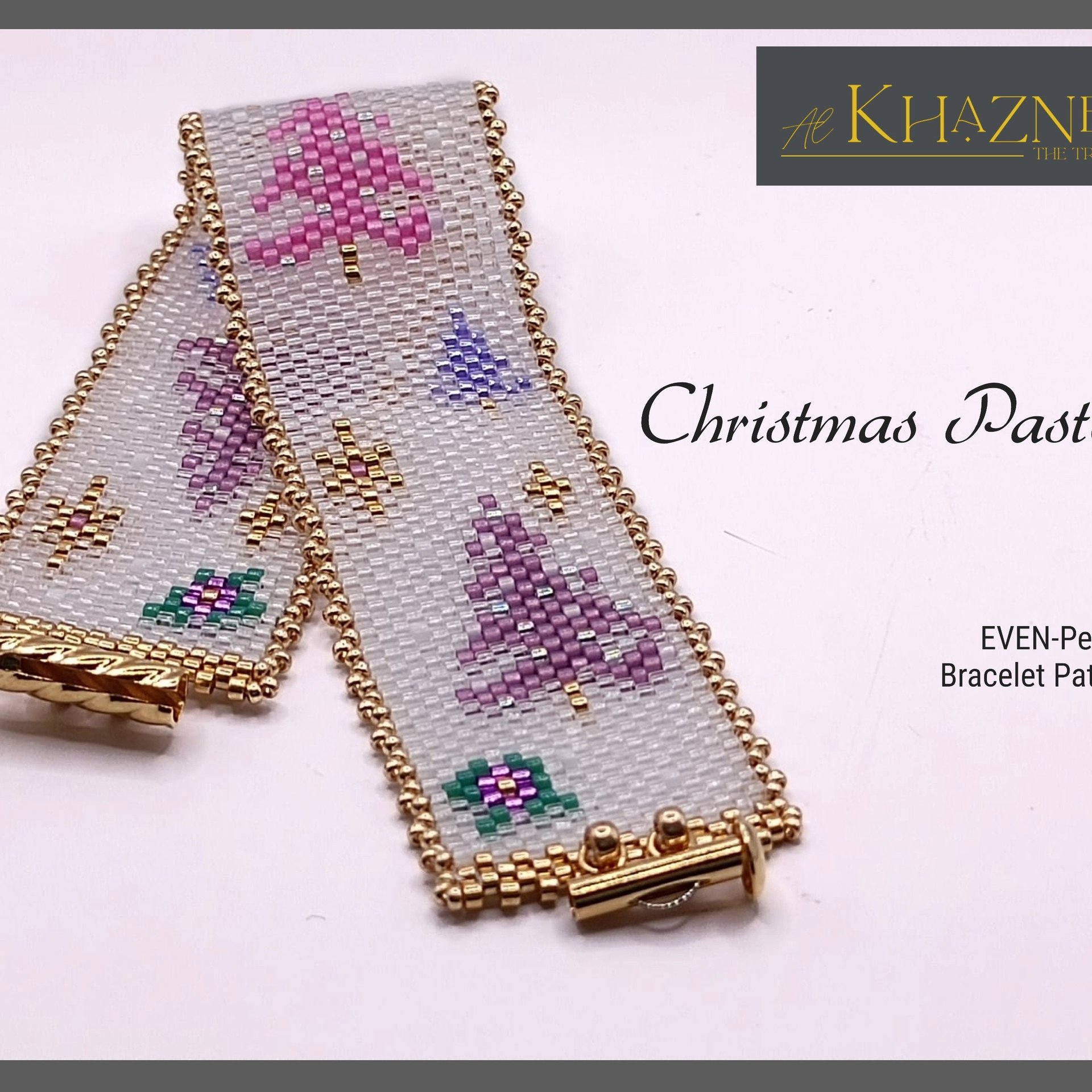 EVEN Peyote Bracelet Pattern "CHRISTMAS PASTEL"