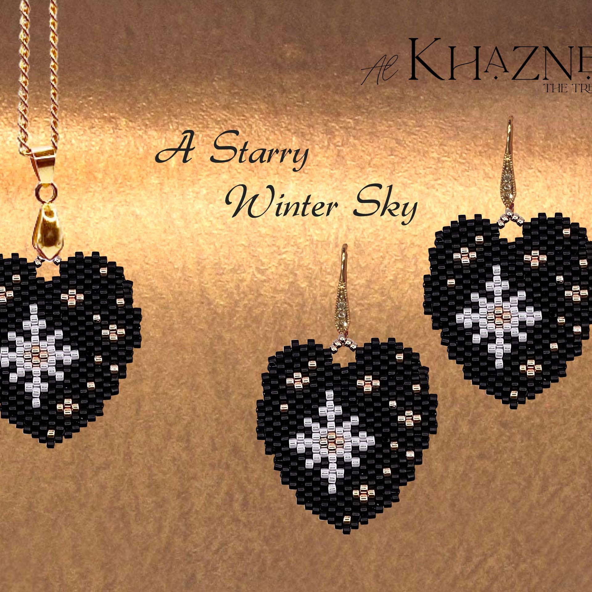 BRICK STITCH Earrings/Pendant: "A Starry Winter Sky"