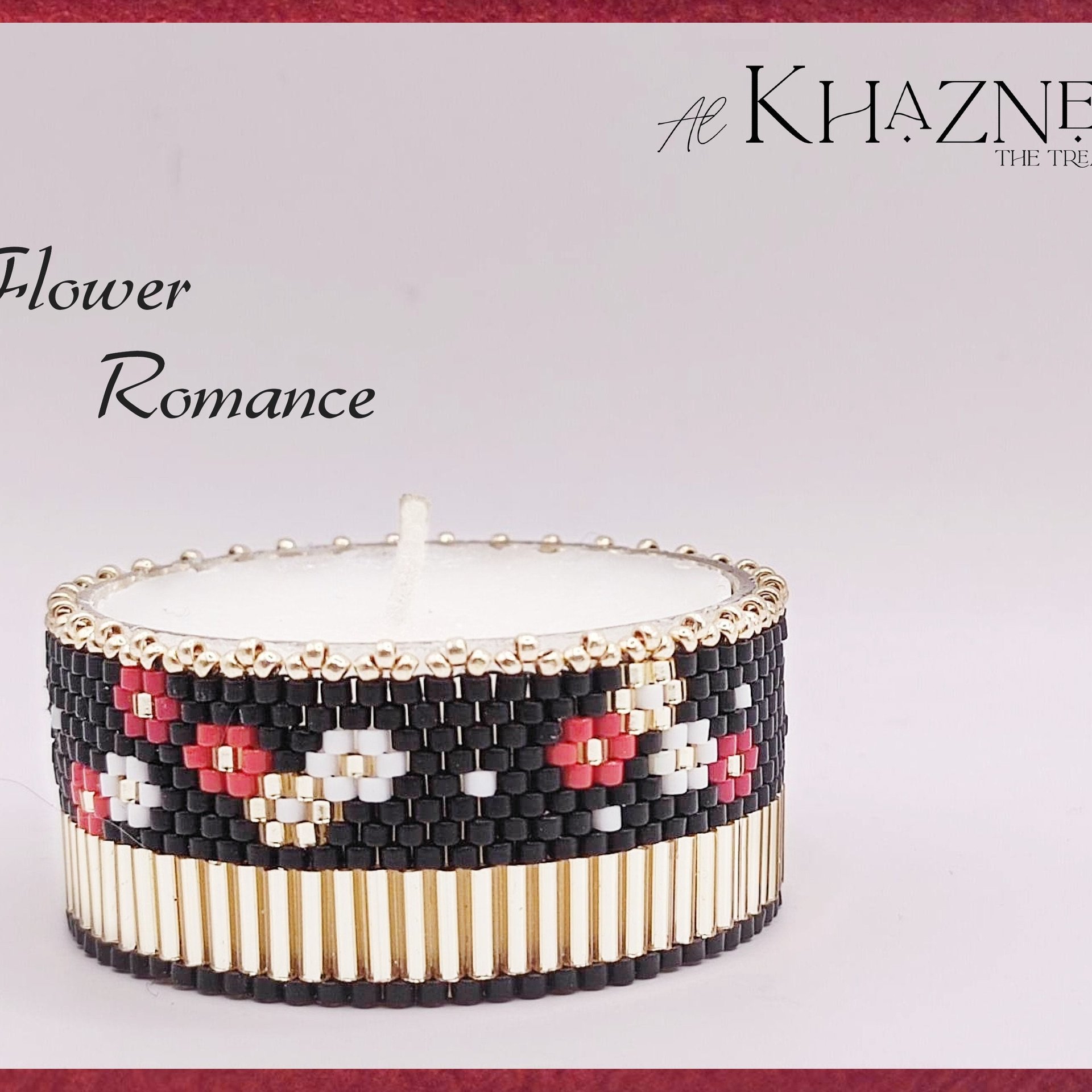 TEALIGHT COVER  - Even Peyote - "Flower Romance"