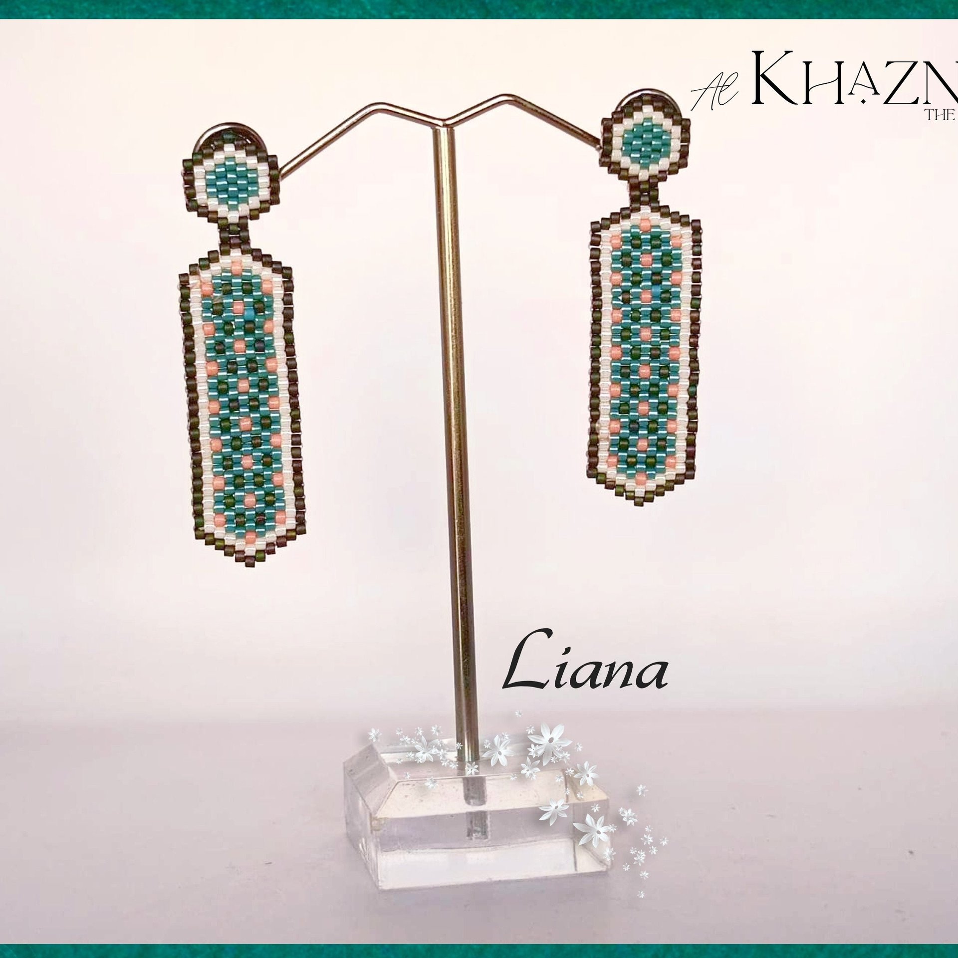 Even-Peyote Bracelet pattern with odd-peyote earrings set "LIANA"