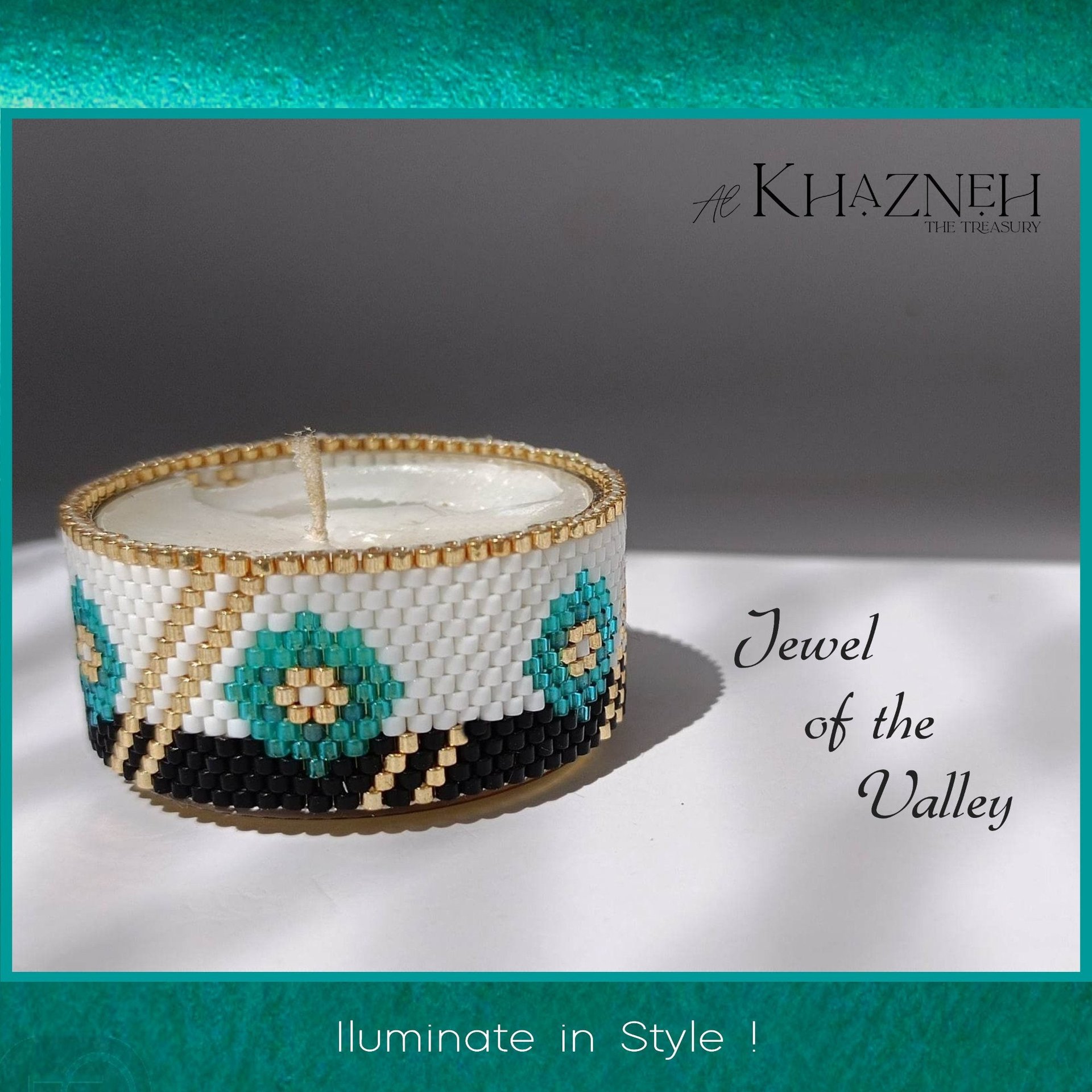 Tealight Cover - Even Peyote Stitch -  "JEWEL of the VALLEY"