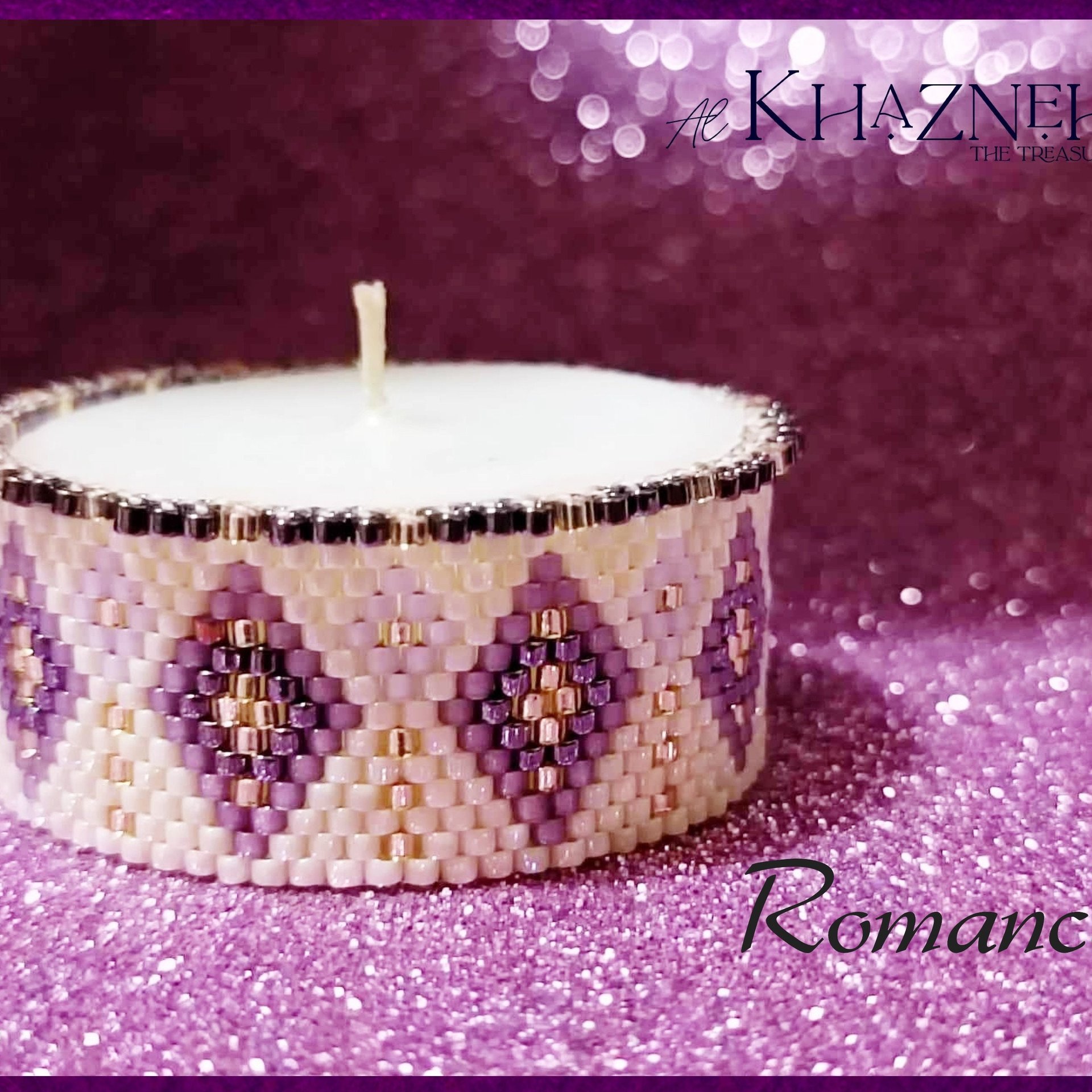 Tealight Cover - Even Peyote Stitch- "ROMANCE"