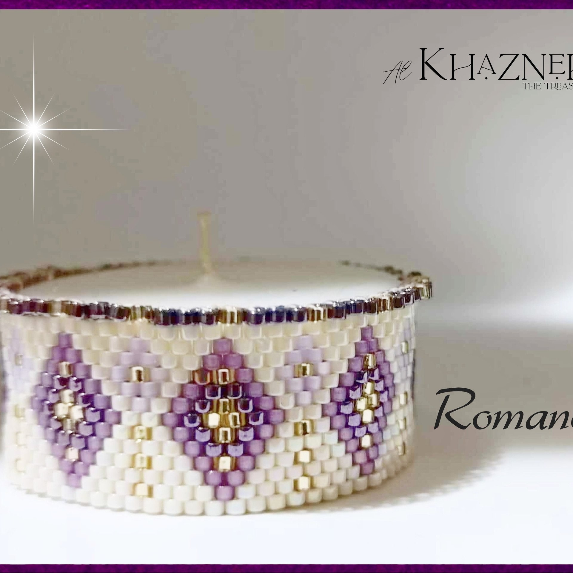 Tealight Cover - Even Peyote Stitch- "ROMANCE"