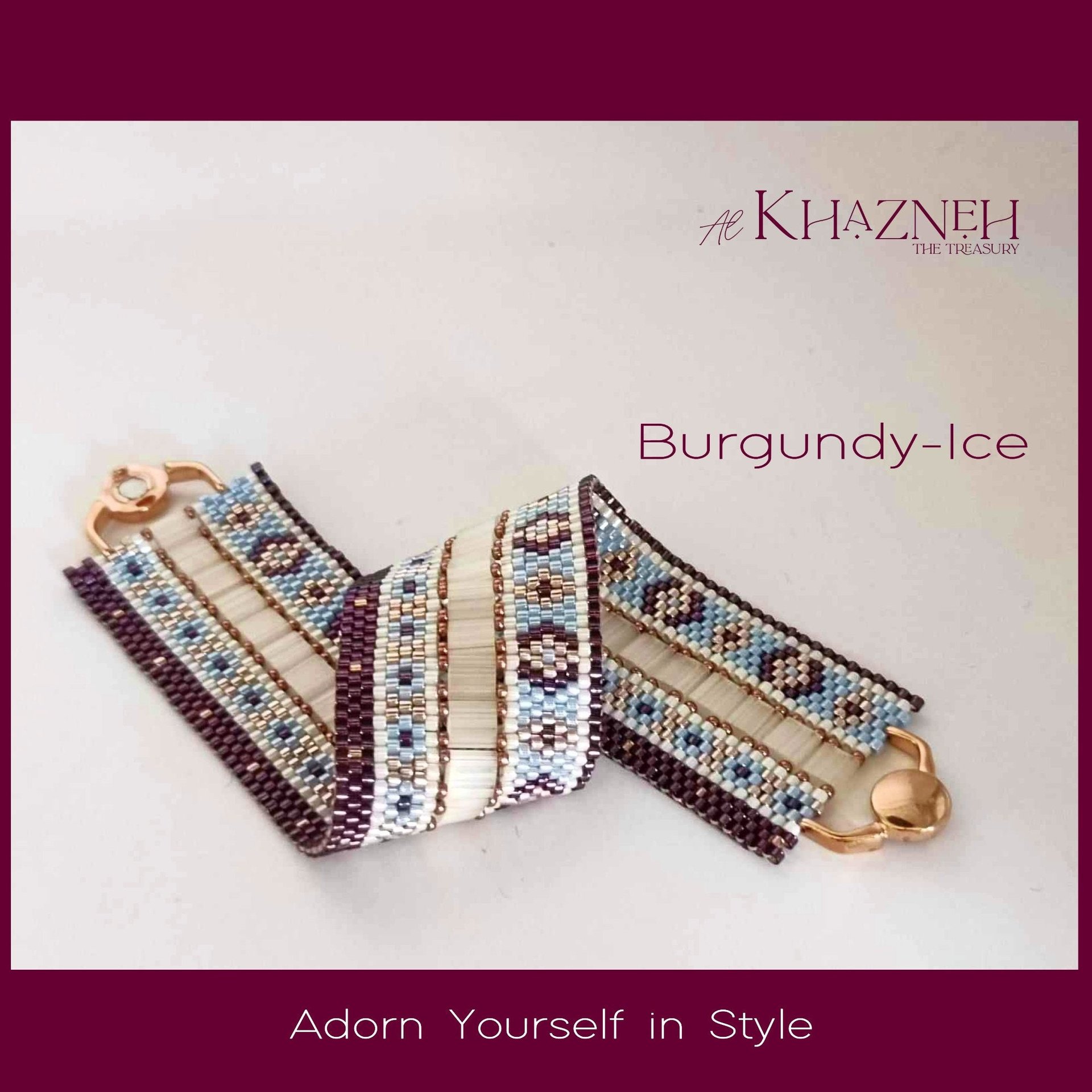EVEN Peyote Bracelet Pattern with Tila's: "BURGUNDY-ICE"